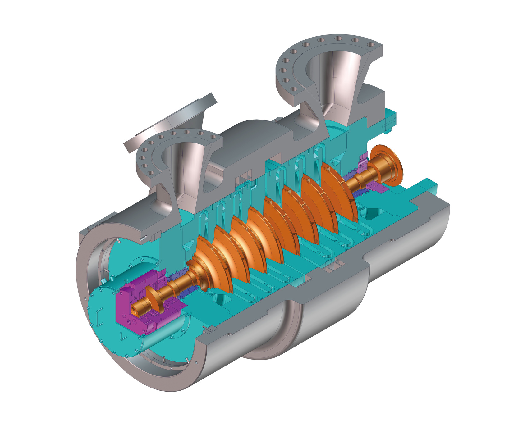 Vertically split (V-type) compressor