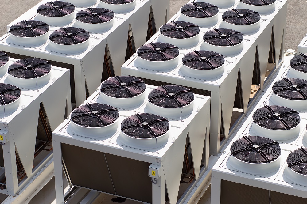 Air-cooled chillers installed outdoors