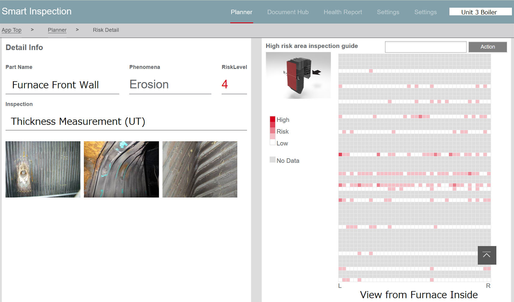 Visualized Tube Thickness Measurement Record